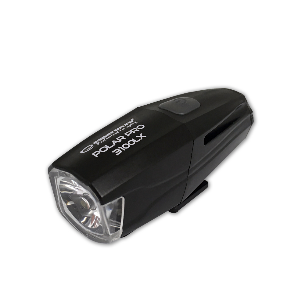 ESP-EOT059--Profesjonalna, wodoszczelna lampka rowerowa Esperanza POLAR PRO 3100 LX posiada mocną białą diodę LED typu CREE T6, emitującą silne światło o mocy 3100 lx w trybie MAX. Super mocne światło r&amp;oacute;wnomiernie doświetli drogę w odległości do 2