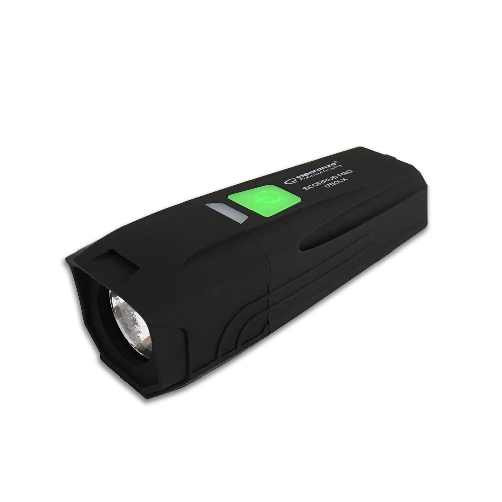 ESP-EOT060--Profesjonalna, wodoszczelna lampka rowerowa Esperanza SCORPIUS PRO 1750&amp;nbsp;LX posiada mocną białą diodę LED typu CREE T6, emitującą silne światło o mocy 1750 lx w trybie MAX. Super mocne światło r&amp;oacute;wnomiernie doświetli drogę w