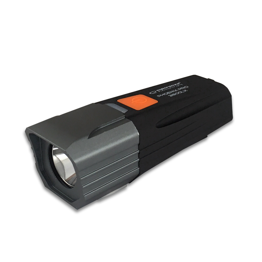 ESP-EOT063--Profesjonalna, wodoszczelna lampka rowerowa Esperanza PHOENIX PRO 3800&amp;nbsp;LX posiada mocną białą diodę LED typu CREE T6, emitującą silne światło o mocy 3800 lx w trybie MAX. Super mocne światło r&amp;oacute;wnomiernie doświetli drogę w 