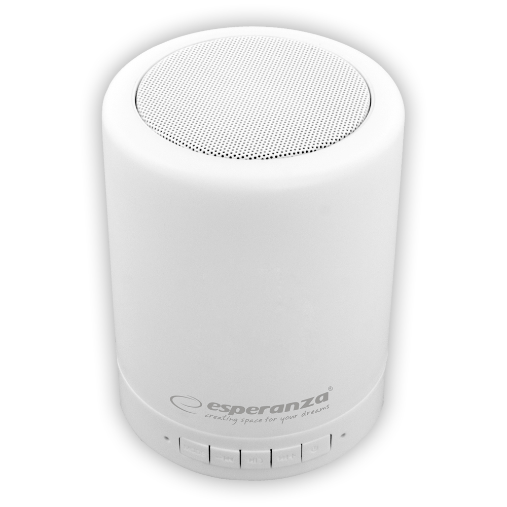 ESP-EP131--Głośnik Bluetooth z wbudowaną, kolorową lampką RGB. Zmiana tryb&amp;oacute;w świecenia odbywa się przez dotknięcie głośnika palcem. Do wyboru: światło białe - 3 stopnie jasności, światło kolorowe - 5 kolor&amp;oacute;w świecenia oraz tryb mul