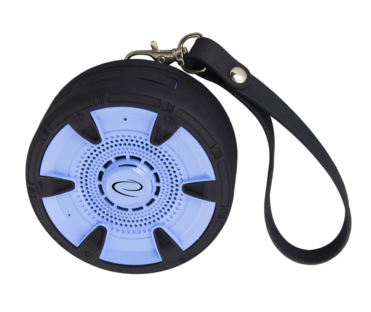 ESP-EP146KB--Wodoodporny, lekki głośnik Bluetooth z wbudowanym radiem FM. Posiada w komplecie uchwyt do roweru. Idealny do podr&amp;oacute;ży i na wycieczki rowerowe. Przyczepiany karabińczykiem pasek umożliwia łatwe przenoszenie oraz przeczepienie głośnika n