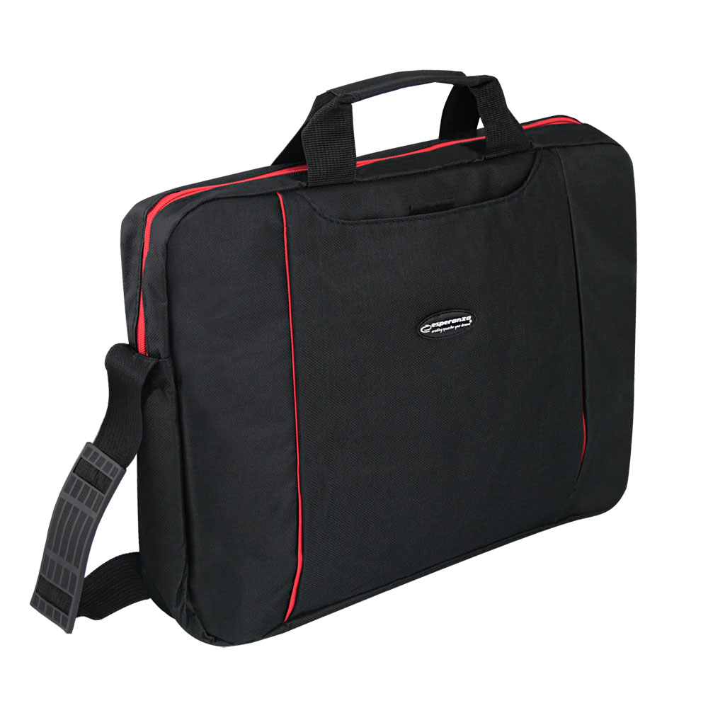 ESP-ET192--Elegancka torba na laptop o przękątnej max. 15.6".Torba wykonana jest z wysokiej jakości materiału.Z przodu posiada funkcjonalną, zamykaną na zamek kieszeń. Komora notebooka z każdej strony jest wyłożona miękkimi materiałami i zamykana na zamek.