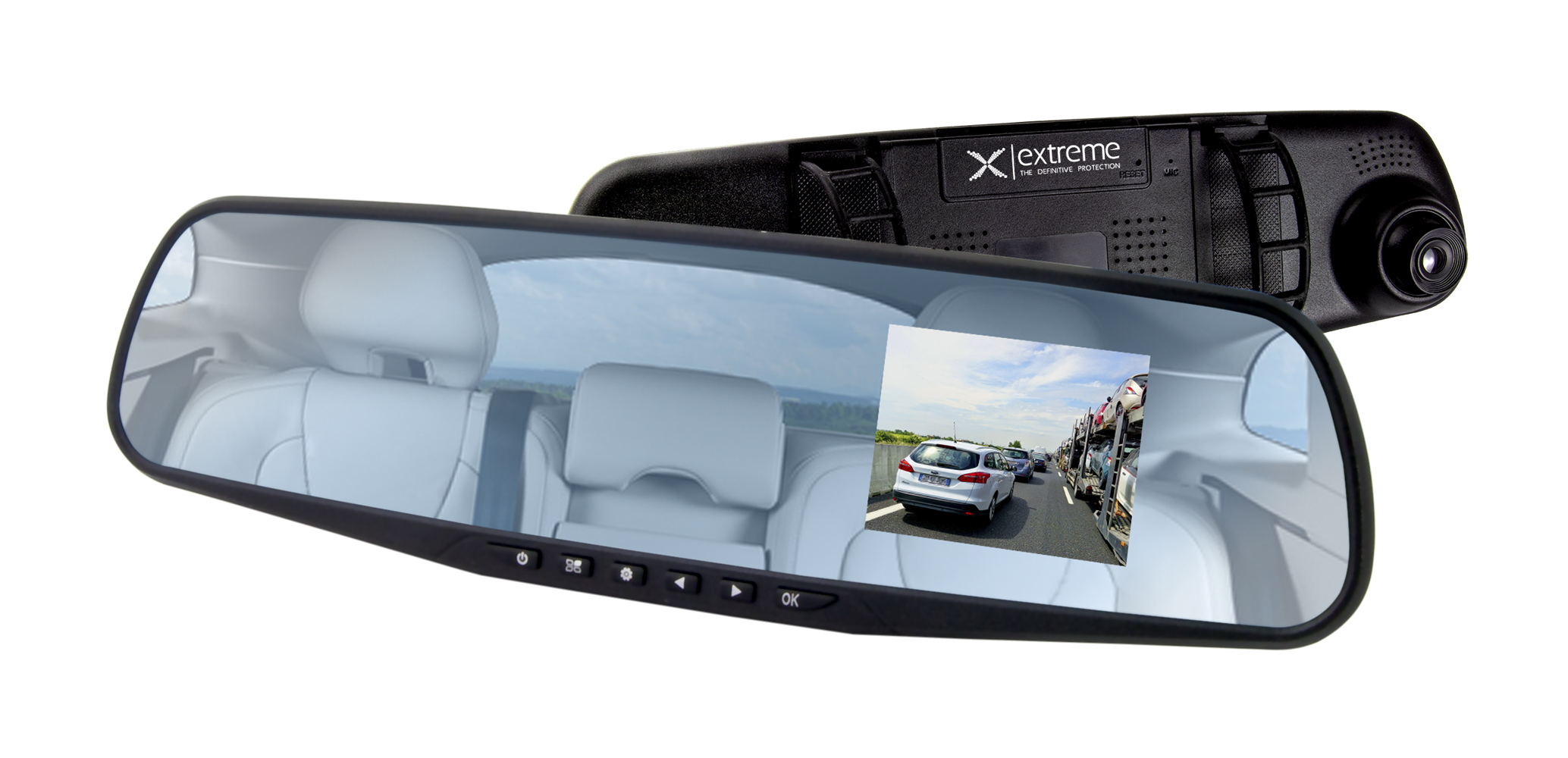 ESP-XDR103--Wideorejestrator samochodowy Extreme&amp;nbsp;MIRROR to kamera samochodowa umożliwiająca nagrywanie przebytej trasy i rejestrację zdarzeń drogowych. Wysokiej klasy obiektyw o dużym kącie widzenia umożliwia rejestrację obrazu na wprost jak i po ob