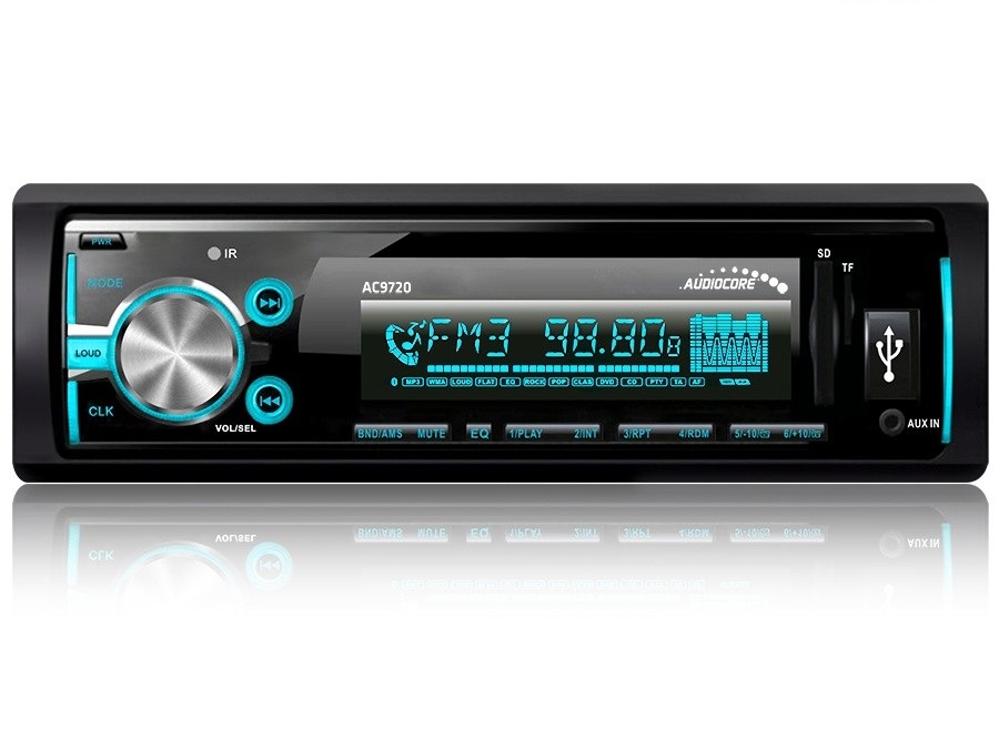 CEN-43161--Opis produktu:Radioodtwarzacz Audiocore AC9720 B MP3/WMA/USB/RDS/SD ISO Bluetooth Multicolor Radio posiada wbudowany BLUETOOTH co pozwala na prowadzenie rozm&amp;oacute;w podczas jazdy samochodem. Dwięk z telefonu będzie słyszany w głonikach nato