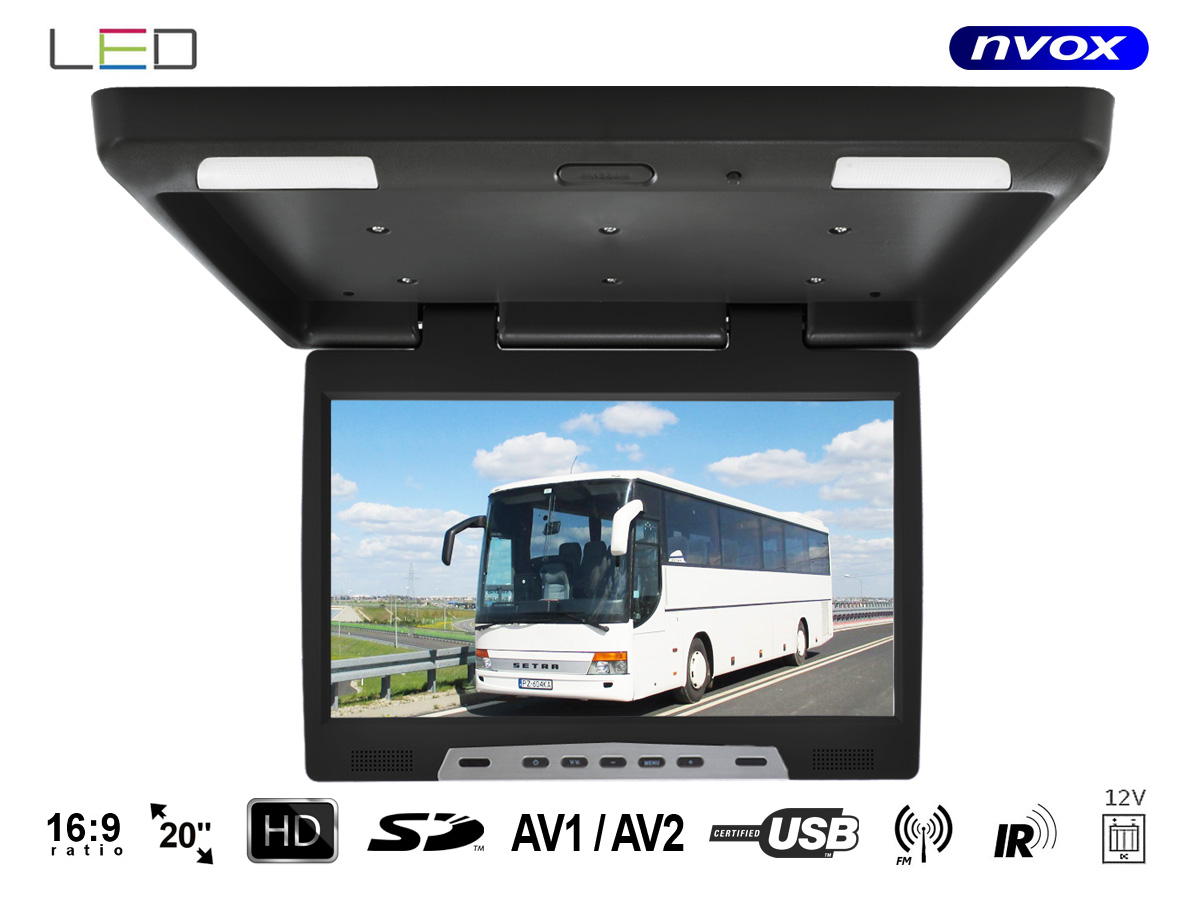 NVOX RF 2090U BL--- obsługa dwóch źródeł obrazu video AV1/AV2- nadajnik transmiter IR na podczerwień do bezprzewodowych słuchawek IR (dostępne w ofercie)- nadajnik transmiter FM do bezprzewodowego podłączenia do radioodtwarzacza w samochodzie- wejście USB /SD- najsoli