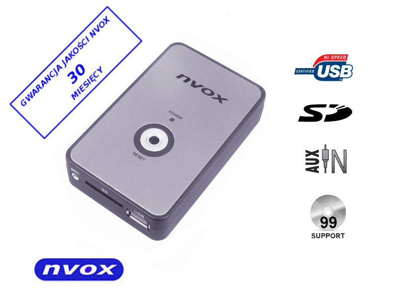 NVOX NV1080A HYUNDAI 8PIN--cyfrowy emulator fabrycznej zmieniarki CD30 miesięcy gwarancji - markowy produkt najwyższej jakościnajlepszej klasy dekodery MP3 - jakość zbliżona do płyty CDmożliwość utworzenia do 99 katalogów po 99 utworów ( w zależności od modelu radia )wejście U