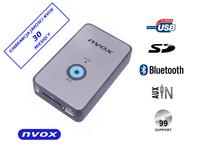 NVOX NV1080B BT BMW 12PIN--cyfrowy emulator fabrycznej zmieniarki CD30 miesięcy gwarancji - markowy produkt najwyższej jakościnajlepszej klasy dekodery MP3 - jakość zbliżona do płyty CDmożliwość utworzenia do 99 katalogów po 99 utworów ( w zależności od modelu radia )BLUETOOTH