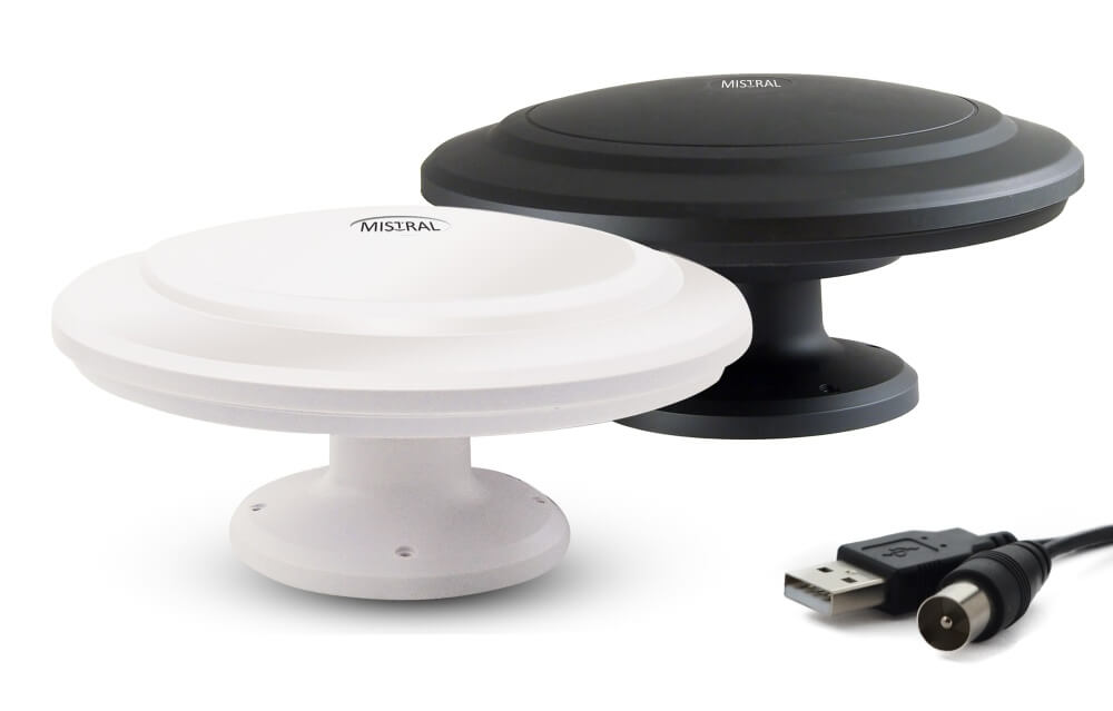 MISTRAL MI-ANT04 UFO STRONG--Antena może być zasilana bezpośrednio z gniazda RF telewizora (jeżeli odbiornik posiada taką funkcję) lub z gniazda USB telewizora.&amp;quot;zero&amp;quot; zbędnych kabli w kabinie (nie wymaga dodatkowego zasilania z gniazda 12V)4 metry bieżą