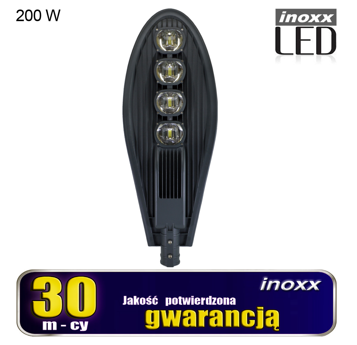 INOXX SL-013-200W 4000K FS--latarnia uliczna LED to nowoczesna i energooszczędna lampa o szerokim zastosowaniu, emituje bardzo jasne światło o strumieniu aż 20 000lmbardzo solidna, masywna, wytrzymała, odporna na uszkodzenia i warunki atmosferyczne dzięki obudowie z wysokiej kl