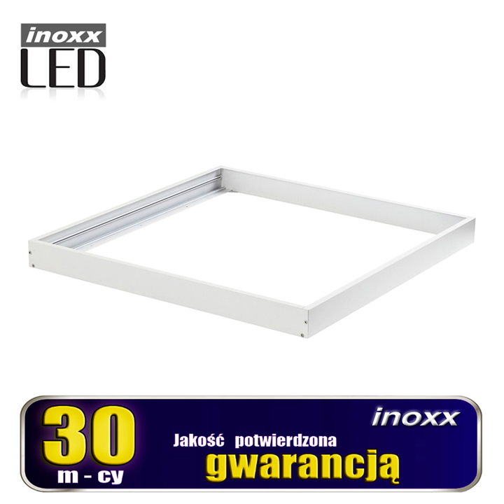 INOXX PAN-PLF-60 FS--bardzo estetyczna i dyskretna ramka natynkowa przeznaczona do montażu paneli LED o wymiarach 60x60bardzo prosty i szybki montaż: 1. skręcamy 4 boki ramki, dalej należy przymierzyć do sufitu i zaznaczyć otwory do nawiercenia; 2. nawiercamy otwory w su