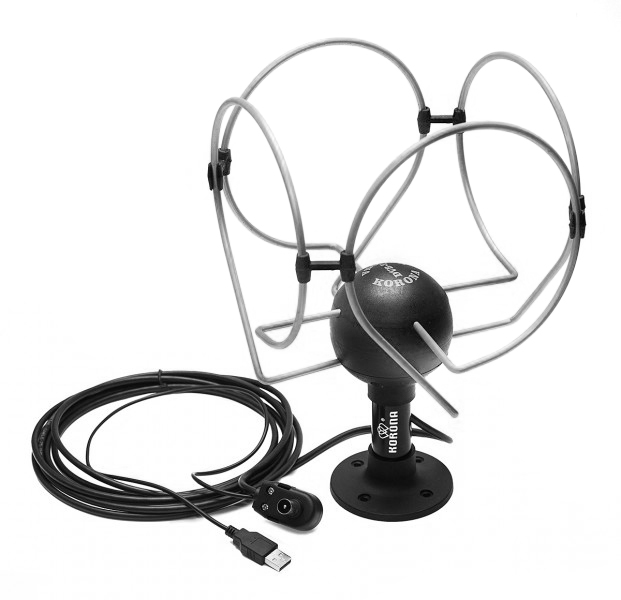 Antena Korona TS Extra USB--Antena do odbioru naziemnej telewizji cyfrowej nowej generacji Korona TS Extra USB posiada nowoczesny wzmacniacz umożliwiający dobry odbiór analogowy i cyfrowy DVB-T) programów naziemnej telewizji cyfrowej i analogowej oraz audycji radiowych DAB+ w z