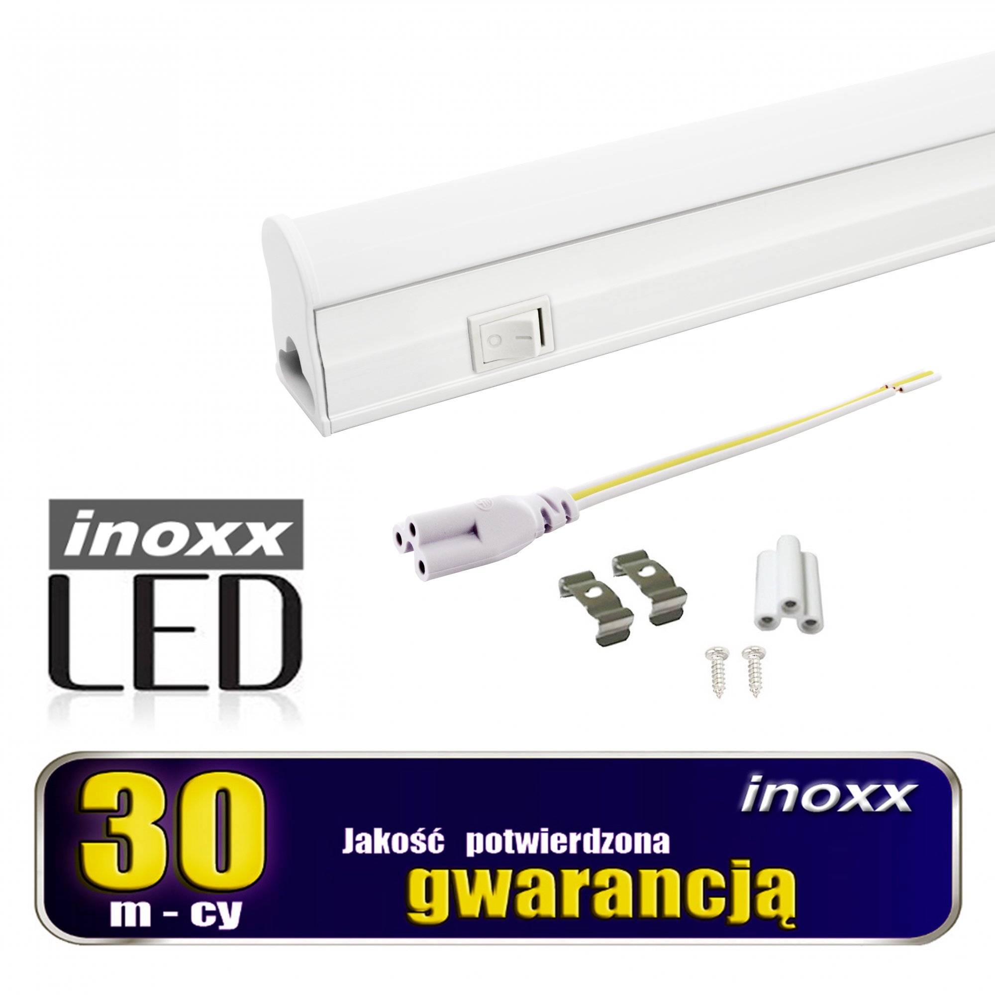 INOXX 60T5K3000 ON/OFF FS--świetlówka LED T5 z oprawą, to zintegrowana lampa gotowa do powieszenia na suficie lub pod szafkami ze zintegrowanym włącznikiem i wyłącznikiem ON/OFF (wymagane jest tylko podłączenie do zasilania)możliwość łączenia wielu świetlówek w jeden strumień 