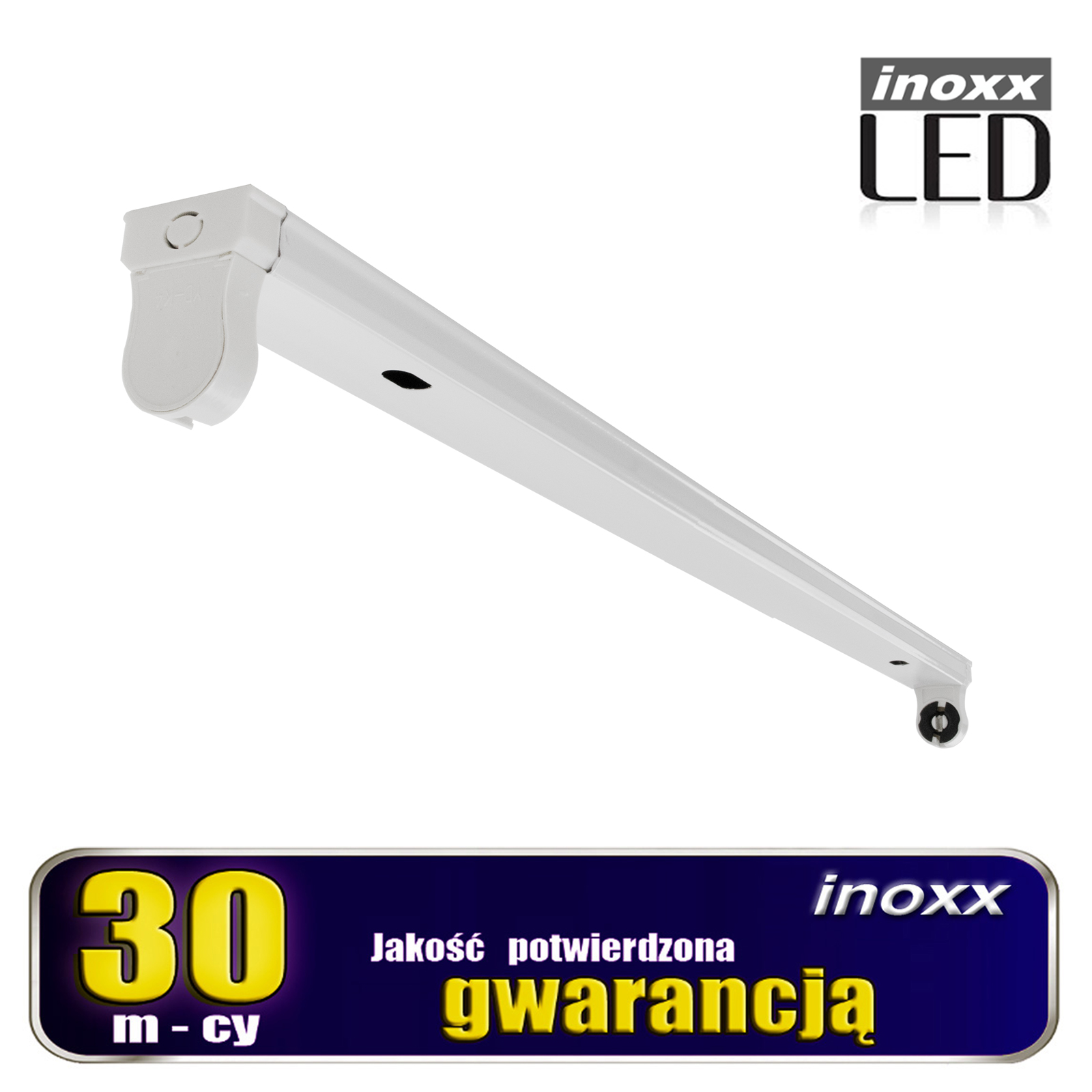 INOXX T8 FIX1 90 MET NA FS--nowoczesna oprawa metalowa typu belka do montażu natynkowego lub naściennego dla 1 świetlówki 90cm T8 z trzonkiem G13 dwustronnie zasilanychlampa wykonana z trwałej i grubej stali odpornej na uszkodzenia mechaniczne pozwala na użycie w trudnych warun