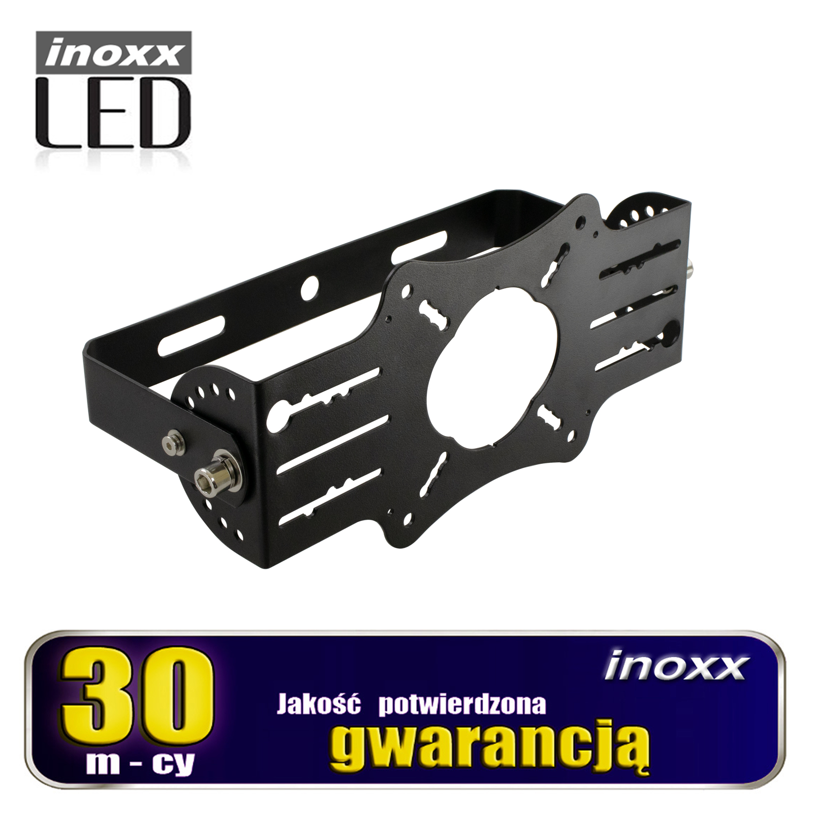 INOXX HB UFO HANDLE FS--bardzo solidny, wytrzymały, wykonany z wysokiej jakości grubej stali  malowany proszkowo na czarny półmatbardzo łatwy montażmożliwość regulacji uchwytu (180°)uchwyt dedykowany do lamp lamp przemysłowych LED High Bay UFO 100W, 150W i 200Wmateriał: sta