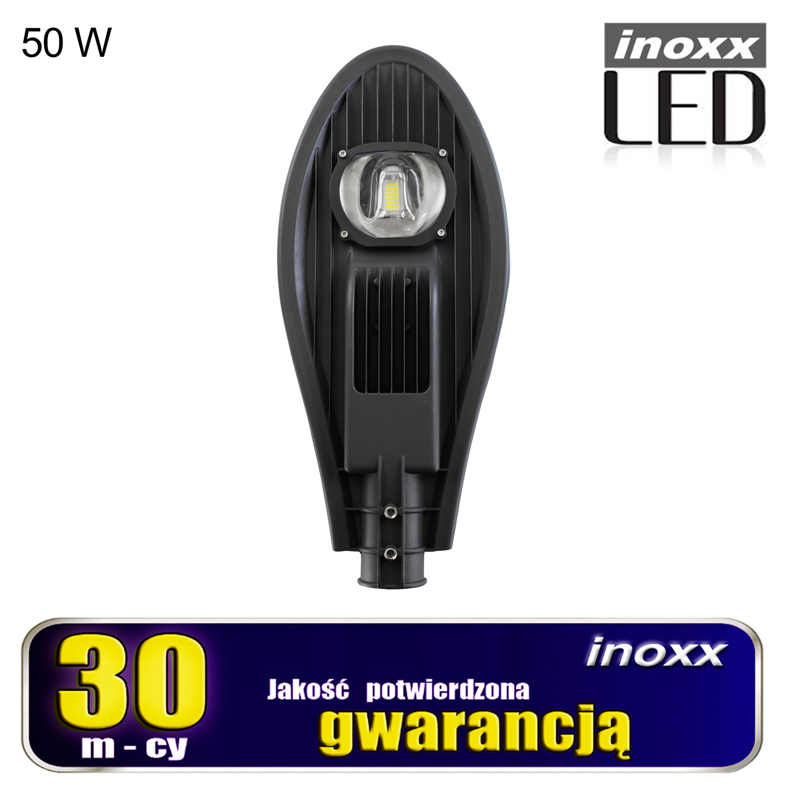 INOXX SL-013-50W 6000K FS--latarnia uliczna LED to nowoczesna i energooszczędna lampa o szerokim zastosowaniu, emituje bardzo jasne światło o strumieniu aż 5000lmbardzo solidna, masywna, wytrzymała, odporna na uszkodzenia i warunki atmosferyczne dzięki obudowie z wysokiej klas