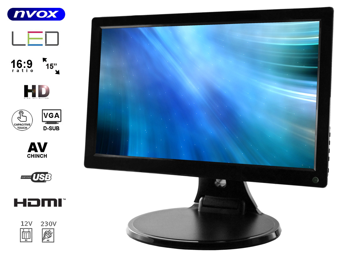 NVOX PCA156VTC CAP TOUCH--- markowa matryca Digital LED Hi-Contrast o podwyższonej jasności, kontraście oraz ostrości- zwiększona czytelność ekranu w słońcu- zaawansowany wysokoprzepuszczalny filtr kolorów- wejście VGA- wejście HDMI- 2 wejścia USB (1 x multimedia i 1 x dotyk)