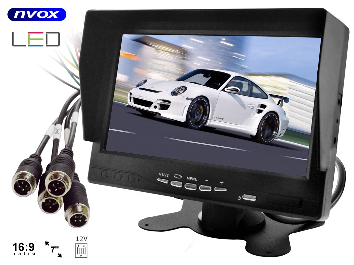 NVOX AHM6124 7cali QUAD AHD 4PIN--- AHD nowa technologia, łącząca zalety transmisji analogowej z transmisją w jakości IP - HD 720p oraz FullHD 1080p.- markowa matryca o podwyższonej rozdzielczości- obsługa do 4 kamer 4PIN QUAD (dostępne w ofercie)- możliwość montażu na uchwycie przy 