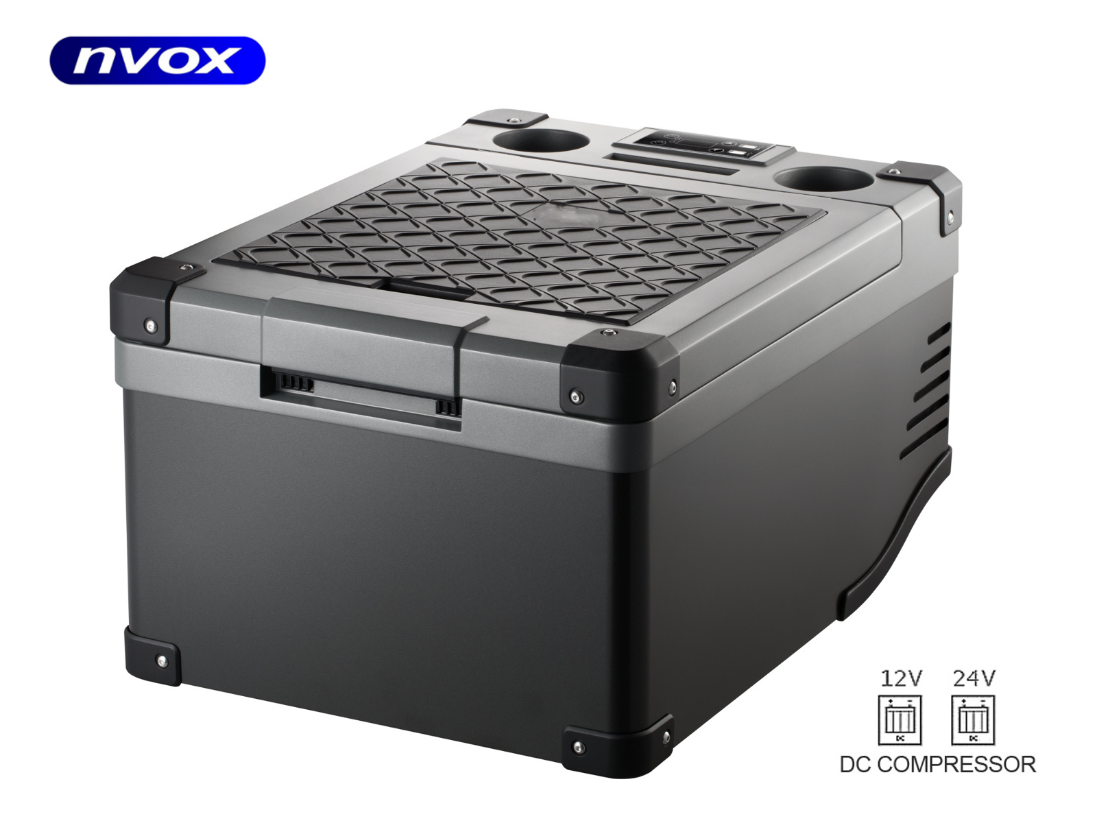 NVOX K38S--- ok. 6-krotnie wyższa wydajność, niż w chłodziarkach termoelektrycznych przy 2-krotnie niższym hałasie i poborze mocy- małe wymiary oraz wąska konstrukcja pozwalają zamontować lodówkę między siedzeniami- wbudowany niezawodny markowy kompresor DC z f