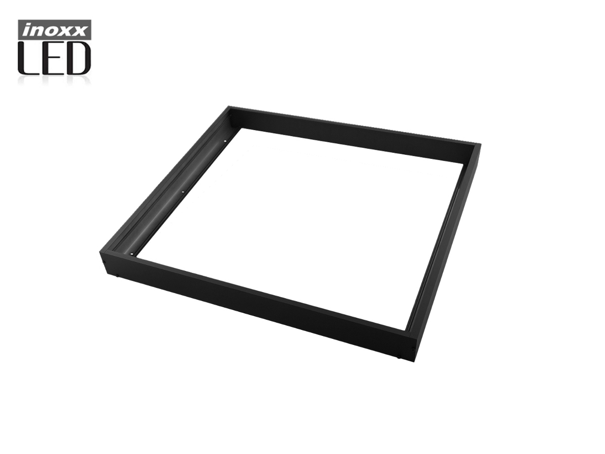 INOXX PAN-PLF-60 BL FS--bardzo estetyczna, czarna ramka natynkowa przeznaczona do montażu paneli LED o wymiarach 60x60bardzo prosty i szybki montaż: 1. skręcamy 4 boki ramki, dalej należy przymierzyć do sufitu i zaznaczyć otwory do nawiercenia; 2. nawiercamy otwory w sufici