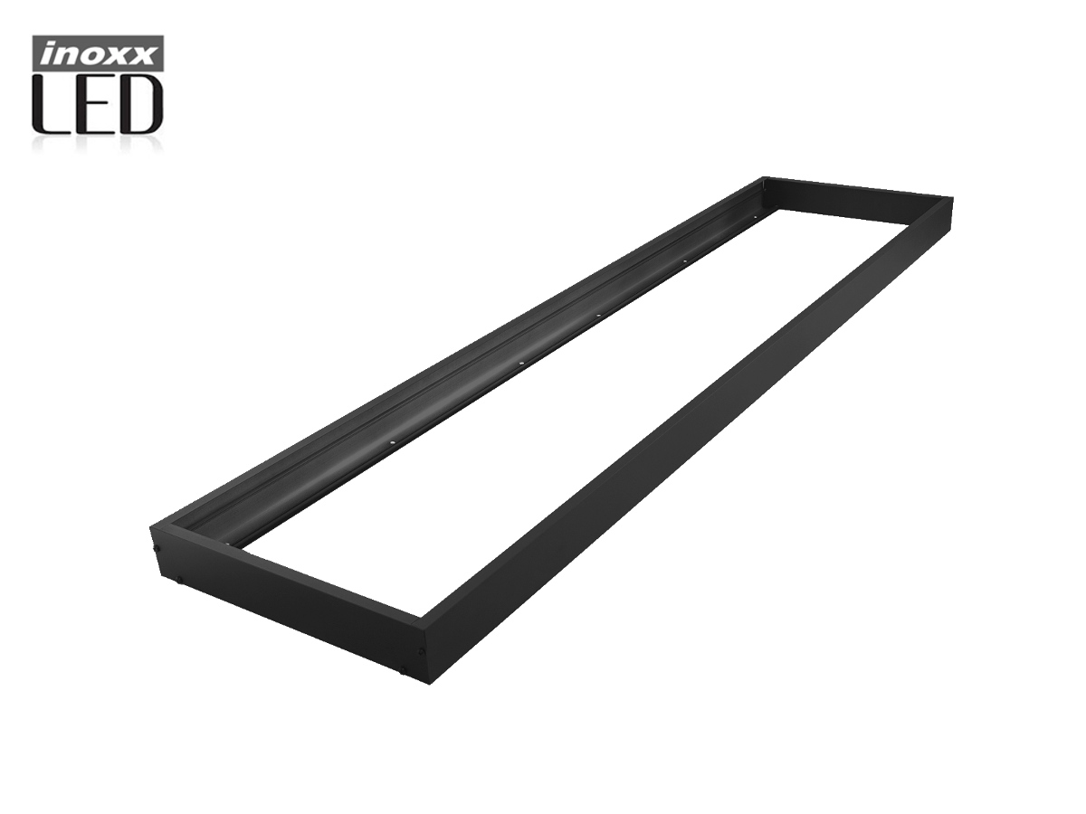 INOXX PAN-PLF-120/30 BL FS--bardzo estetyczna, czarna ramka natynkowa przeznaczona do montażu paneli LED o wymiarach 120x30cmrama idealnie pasuje do paneli podtynkowych LED SLIM z naszej ofertybardzo prosty i szybki montaż: 1. skręcamy 4 boki ramki, dalej należy przymierzyć do 