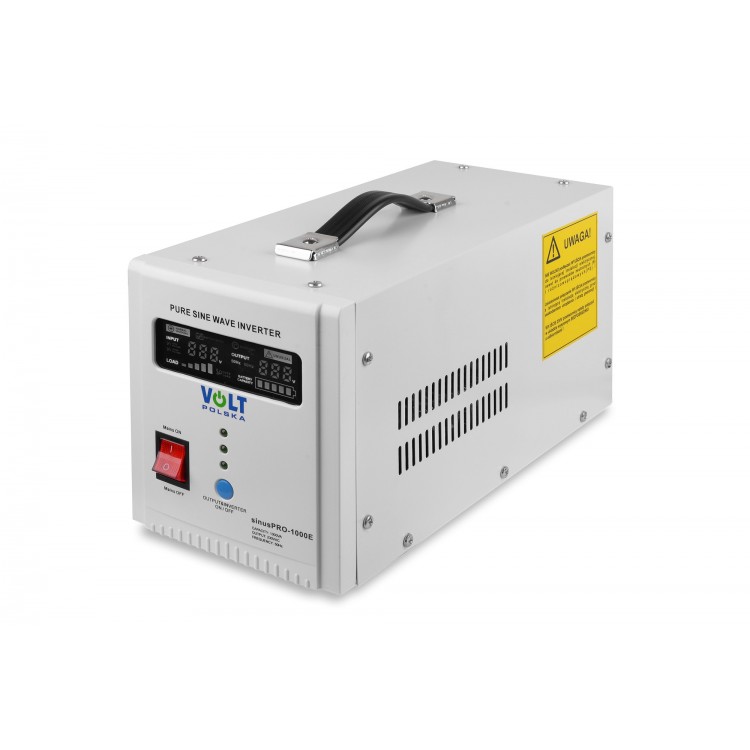 VOLT SINUSPRO-1000E 12/230--Zasilacz awaryjny sinusPRO 1000 E 12V jest urządzeniem do bezprzerwowego zasilania m.in.: instalacji centralnego ogrzewania (piece CO, pompy, sterowniki, podajniki etc.), komputerów, serwerów, zestawów komputerowych, bram automatycznych, urządzeń aut