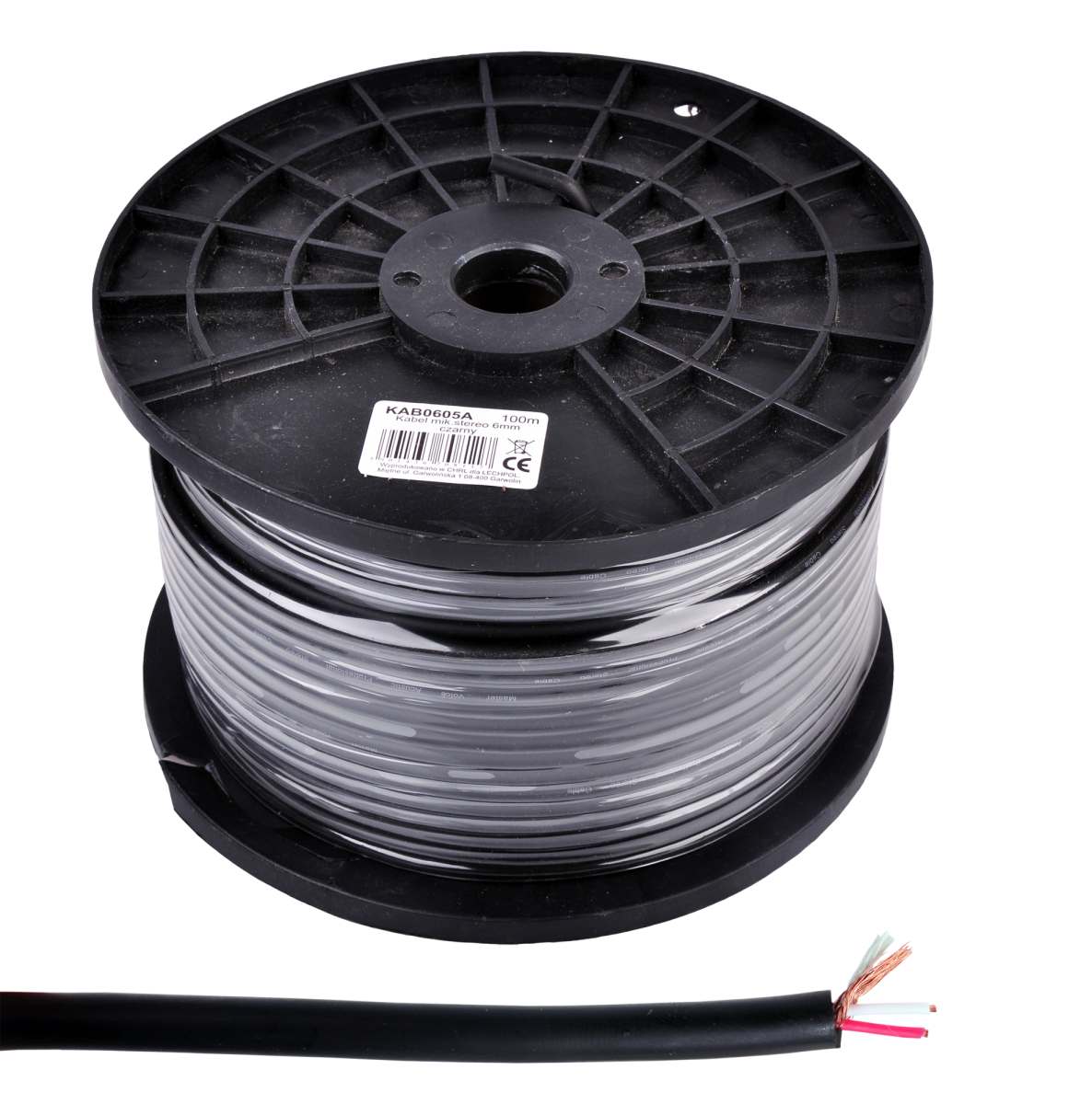 LEC-KAB0605A--Kabel mikrofonowy, stereo Długość: 100m Średnica: 6mm Kolor: czarny&amp;nbsp;
