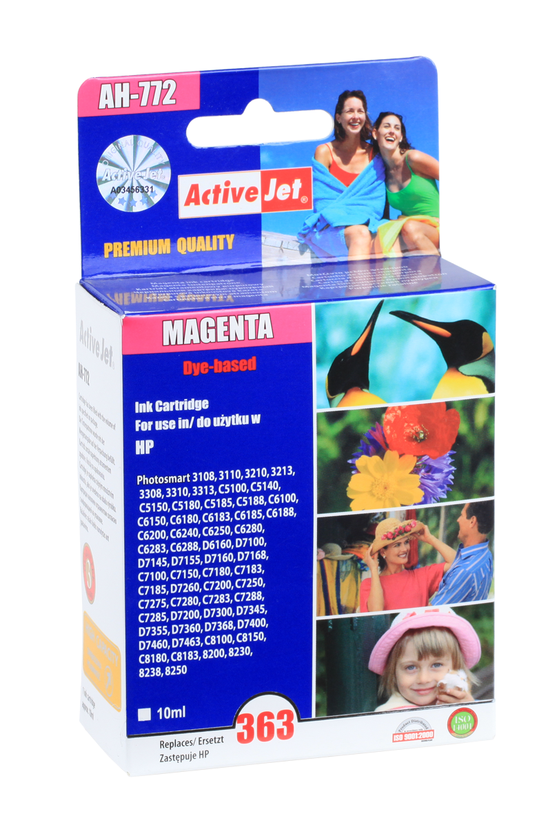 LEC-ACJ-AH-772--Kod OEM: HP363 C8772EEInformacje dodatkowe: Wkład atramentowy Pasuje do drukarek: Photosmart 3108, 3110, 3210, 3213, 3308, 3310, 3313, C5100, C5140, C5150, C5180, C5185, C5188, C6100, C6150, C6180, C6183, C6185, C6188, C6200, C6240, C6250, C6280, C62