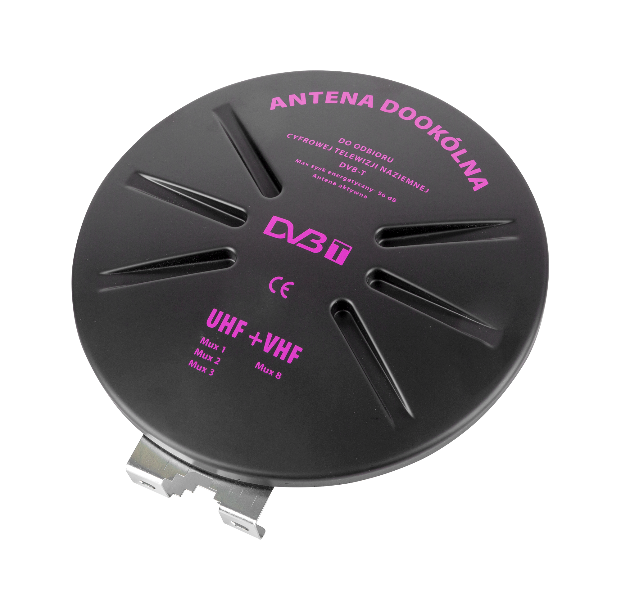 LEC-ANT0007--Typ anteny: dookólna Kanały pracy: 5-12 (174-230 MHz), 21-60 (474-790 MHz)Średni zysk ze wzmacniaczem: 32 dBImpedancja wyjściowa: 75 OhmMaksymalna moc sygnału: 56 dB---W zestawie: zasilacz 12 V