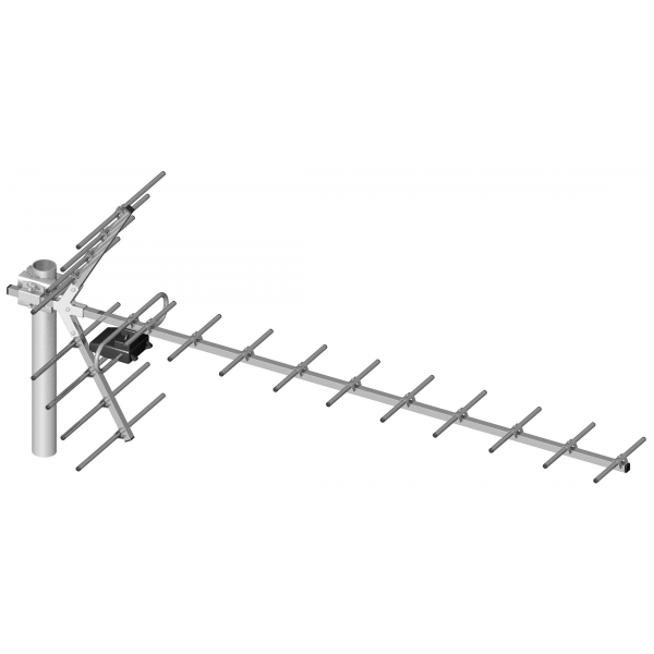 LEC-ANT0098--Typ anteny: kierunkowa typu Yaga - 19 elementów Kanały pracy: 21 - 60 (474-862 MHz)Średni zysk z symetryzatorem: 16 dBPolaryzacja: pozioma i pionowaImpedancja wyjściowa: 75 OhmKompatybilna z systemem DVB-T2---Brak zasilacza oraz wzmacniacza w komplec