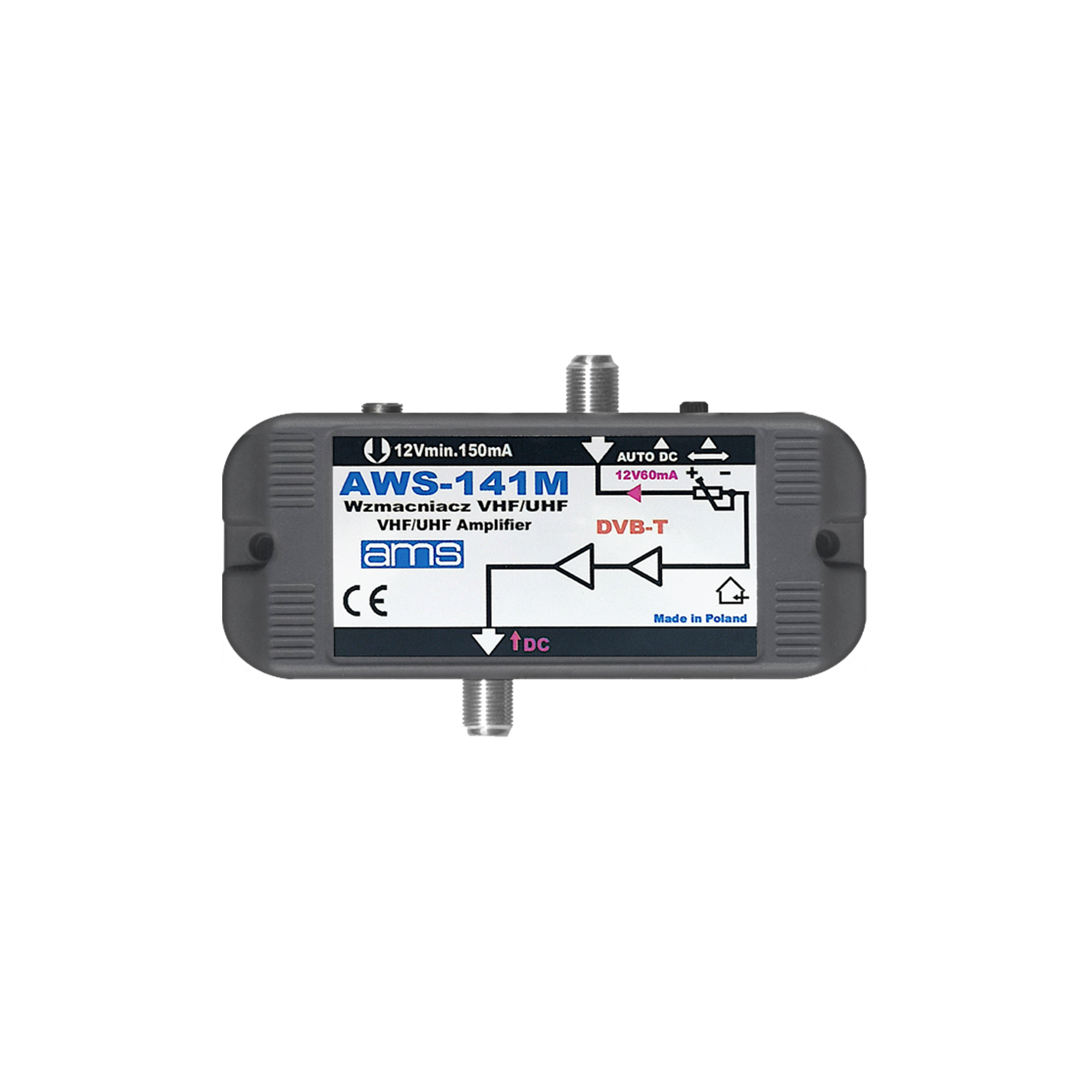 LEC-ANT0213--Wejścia/wyjścia: 1/1Szumy własne: 3 dBZłącza typu F: 75 OhmZakres częstotliwości: 47 - 862 MHzWzmocnienie narastające: 20/23 dB ?1,5Maksymalny poziom wyjściowy: 2 kTV - 106 dB?VTłumienie niedopasowania: 10 dBZakres regulacji wzmocnienia (środek pasma
