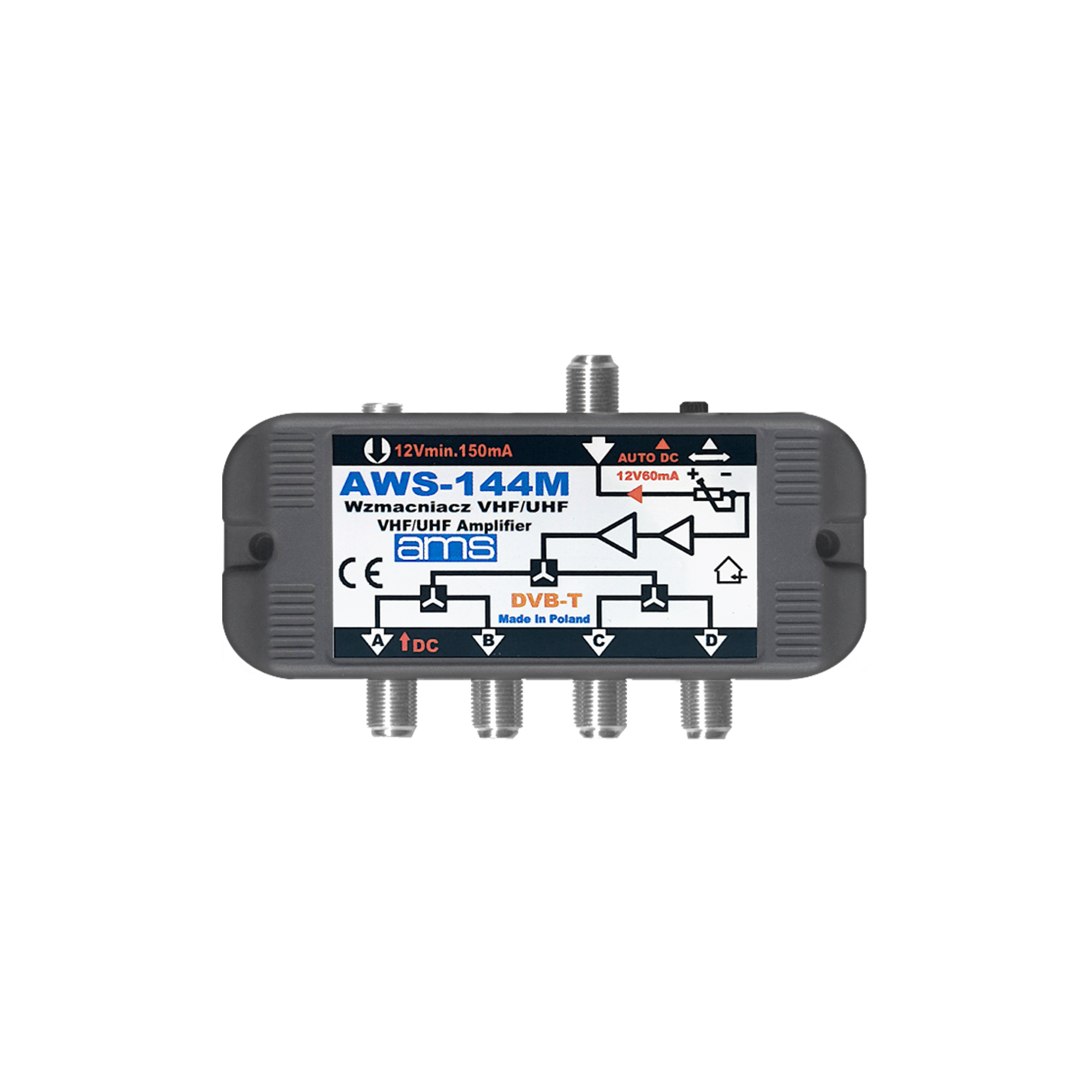 LEC-ANT0216--Wejścia/wyjścia: 1/4Szumy własne: =&amp;lt; 4 dBZłącza typu F: 75 OhmZakres częstotliwości: 87 - 790 MHzWzmocnienie narastające: 14/17 dBMaksymalny poziom wyjściowy: 2 kTV - 100 dBuVTłumienie niedopasowania: &amp;gt;= 10 dBZakres regulacji wz