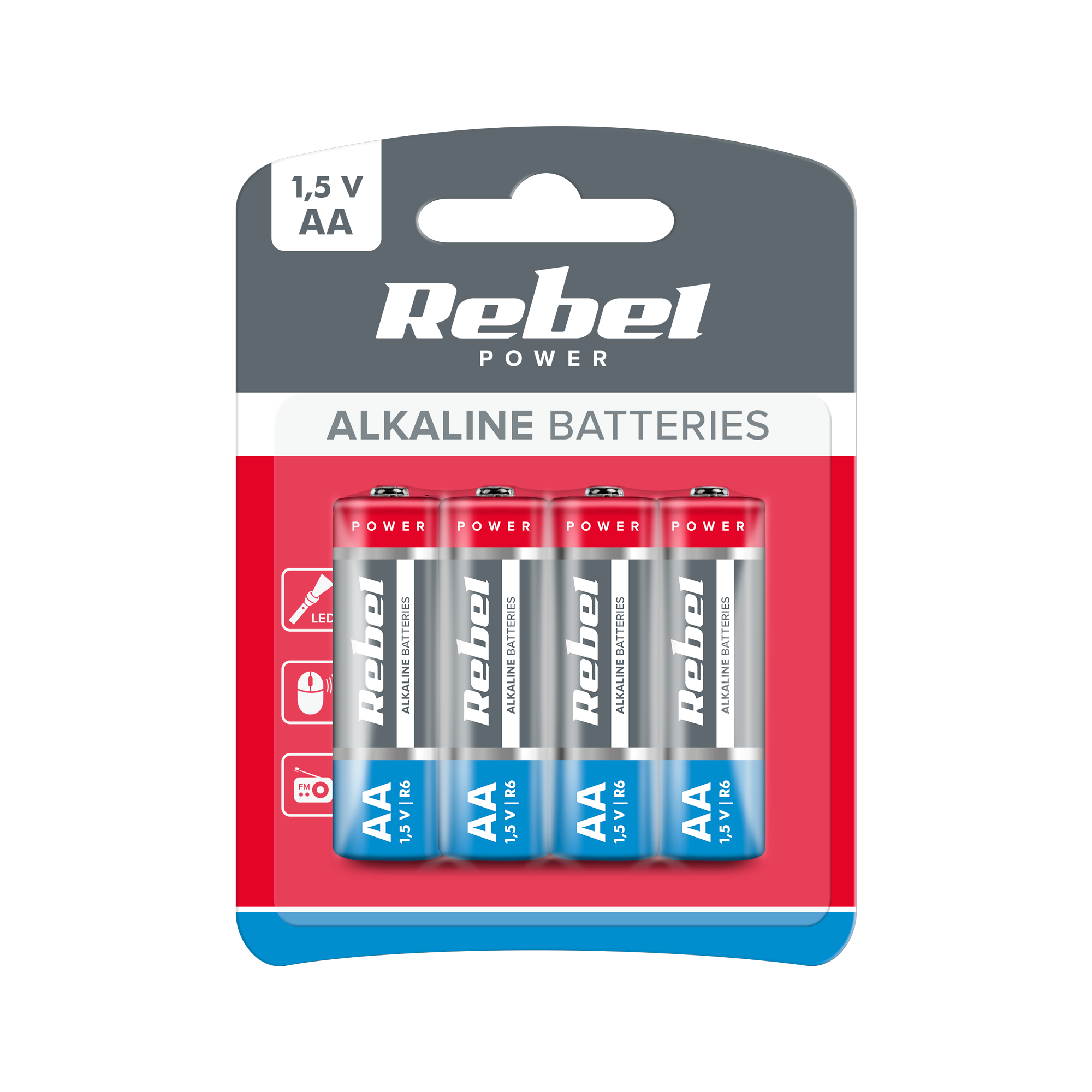 LEC-BAT0061B--Baterie alkaliczne Rebel posiadają dużą wydajność dlatego z powodzeniem można je stosować do urządzeń o dużym poborze energii takich jak zabawki elektroniczne, odtwarzacze CD/MP3, przenośny sprzęt elektroniczny, latarki, piloty. Użycie technologii pi
