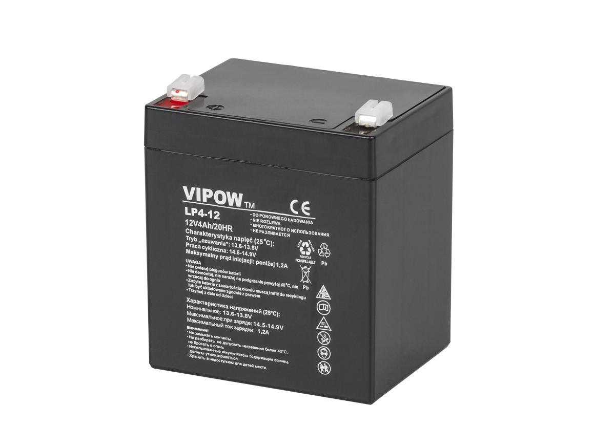 LEC-BAT0210--Akumulator żelowy Vipow 12 V / 4 AhAkumulatory żelowe stały się alternatywą dla klasycznych akumulatorów kwasowo-ołowiowych. W przeciwieństwie do tych drugich, modele żelowe są akumulatorami bezobsługowymi. Oznacza to, że nie wymagają one uzupełniani