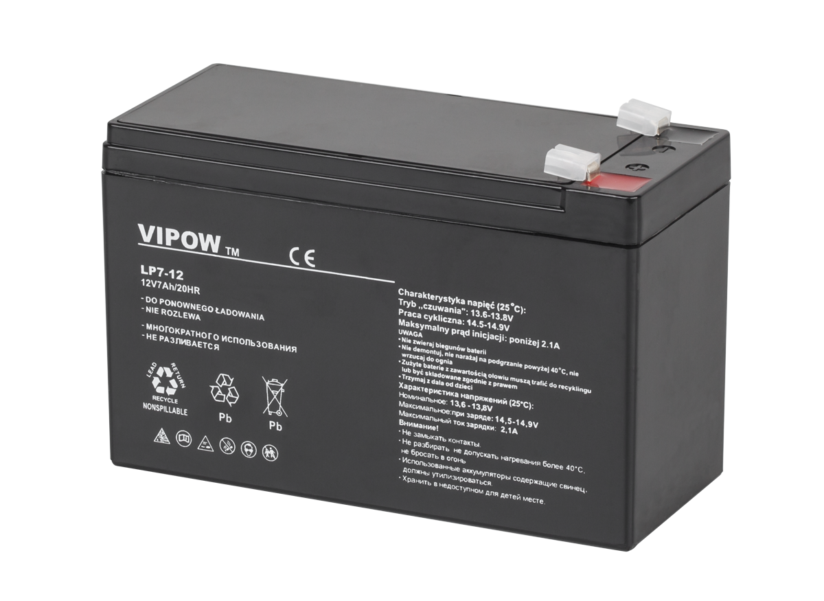 LEC-BAT0211--Akumulator żelowy Vipow 12 V / 7 AhAkumulatory żelowe stały się alternatywą dla klasycznych akumulatorów kwasowo-ołowiowych. W przeciwieństwie do tych drugich, modele żelowe są akumulatorami bezobsługowymi. Oznacza to, że nie wymagają one uzupełniani