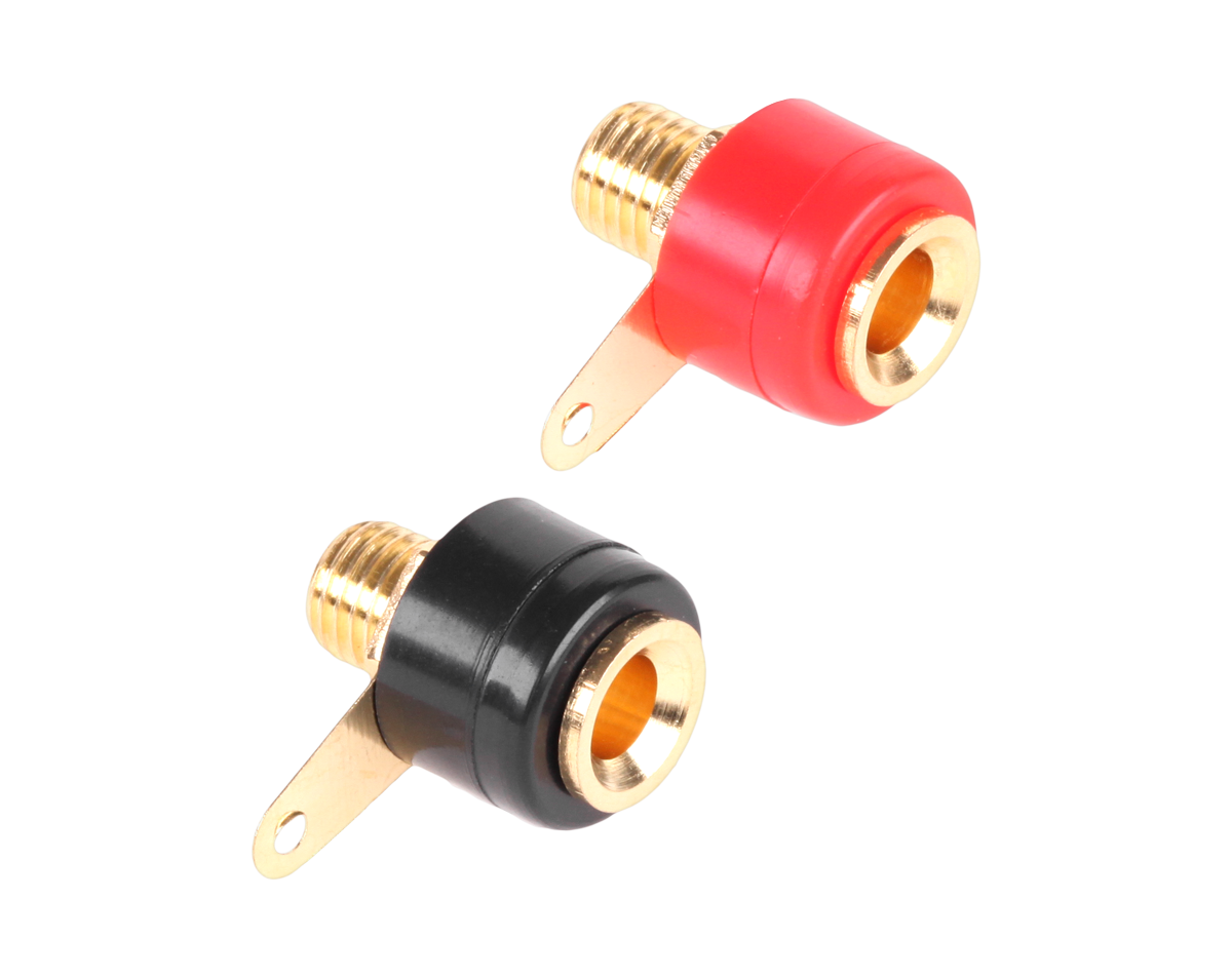 LEC-GNI0204Z.1--Gniazdo bananowe montażowe złocone plastikowe (czarne/czerwone) Cabletech