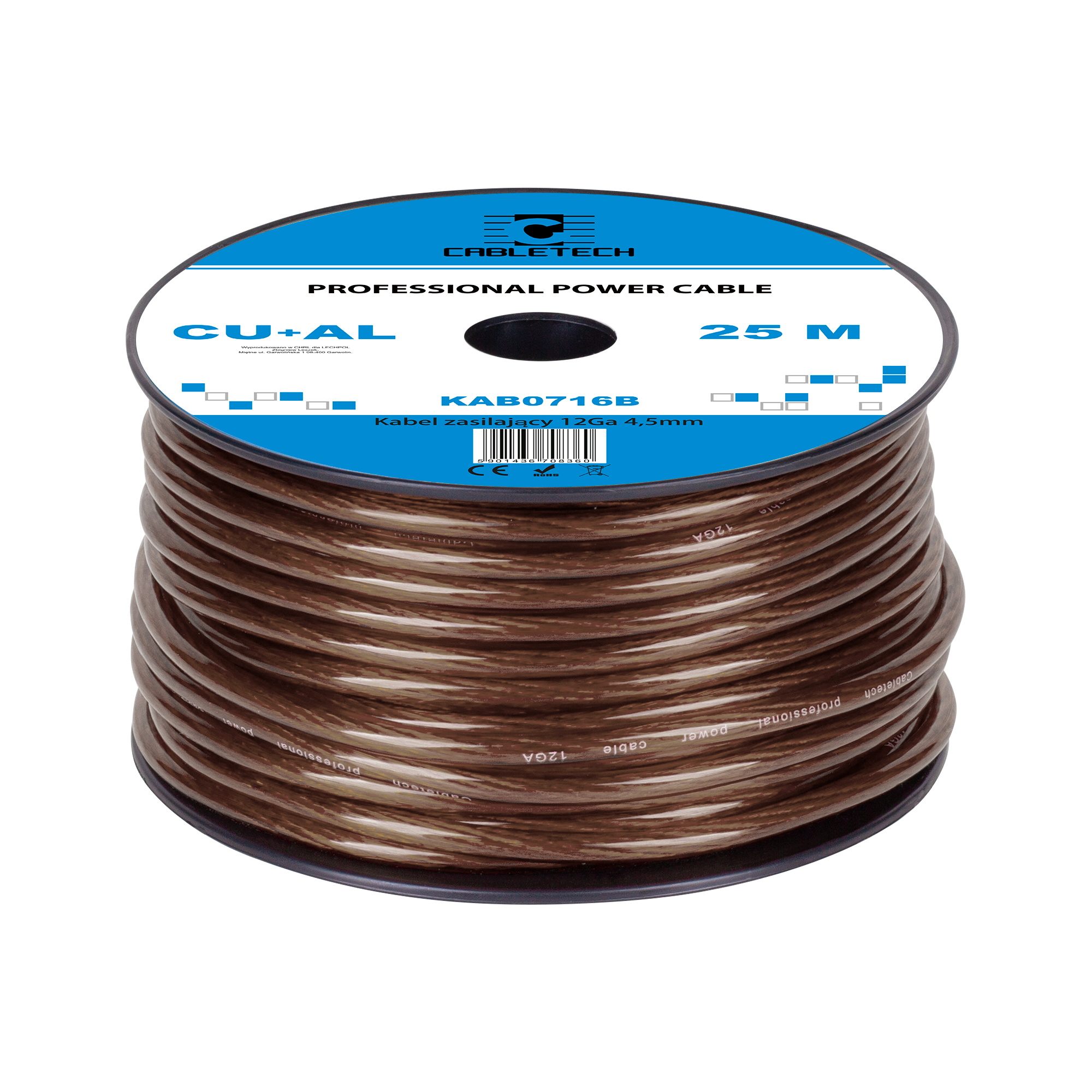 LEC-KAB0716B--Żyła: miedź+aluminiumPrzekrój żyły: 3,31mm2Średnica zewnętrzna: 4,5mm