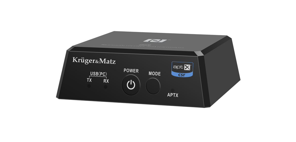LEC-KM0352--   Nadajnik i odbiornik Bluetooth Kruger&amp;amp;Matz BT-1Transmiter 2w1 Kruger&amp;amp;Matz BT-1, czyli nadajnik i odbiornik Bluetooth w jednym, pozwoli Ci rozszerzyć funkcjonalność Twojego starego sprzętu RTV o możliwość bezprzewodowego prz