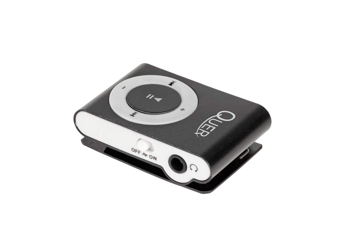 LEC-KOM0547--Odtwarzacz MP3 marki Quer to wysokiej jakości małe, wygodne i poręczne urządzenie wyposażone w slot microSD, dzięki czemu możesz odtwarzać utwory zapisane na karcie pamięci. Aby udogodnić Ci korzystanie z urządzenia, zostało ono wyposażone w klips, k