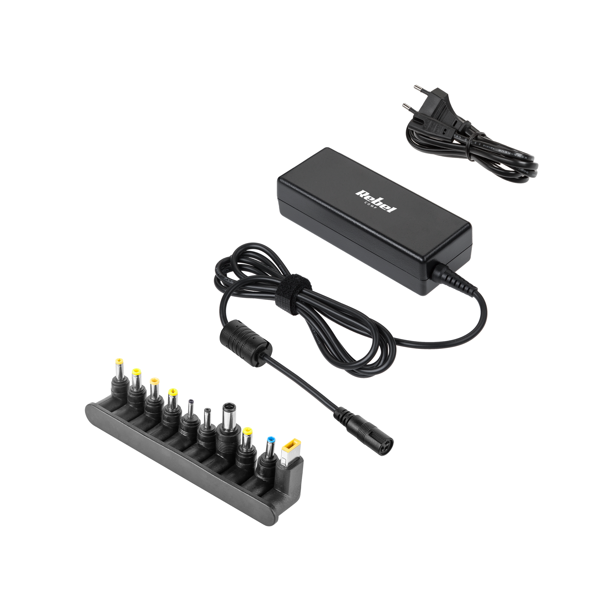 LEC-KOM0939-90--Moc: 90 WNatężenie: - Napięcie wejściowe: 100-240 V- Napięcie wyjściowe: 18,5-20 VAutomatyczny dobór napięciaZabezpieczenia: przed przeładowaniem, przepięciem i przegrzaniemW zestawie: kabel zasilający, 10 wtyków----------Końcówki w zestawie:M4-18,5 