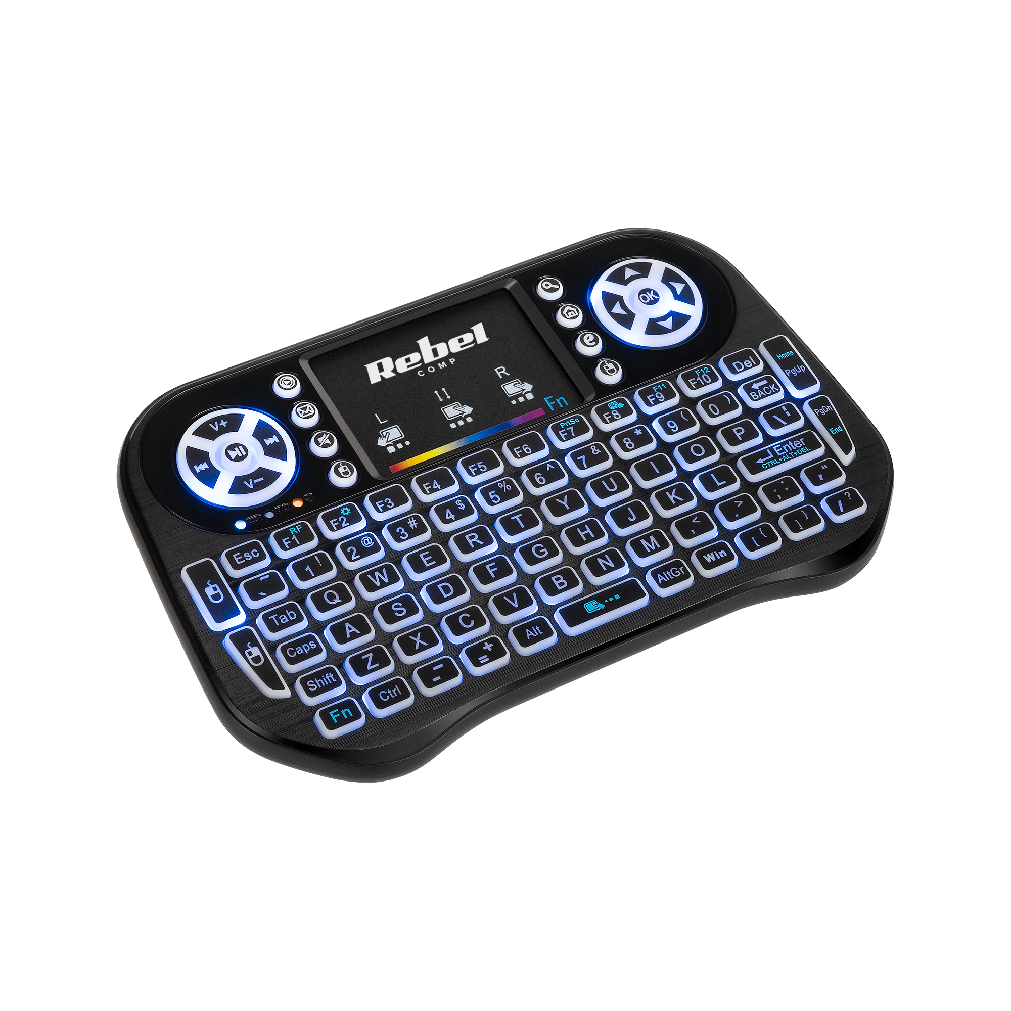 LEC-KOM0973--Klawiatura bezprzewodowa do Smart TV Rebel Mini Q5Klawiatura bezprzewodowa Rebel Mini Q5 to doskonały wyb&amp;oacute;r dla każdego, kto ceni sobie funkcjonalność i jakość. Za jej pomocą można wygodnie obsługiwać komputer, np. prowadzić prezentacj