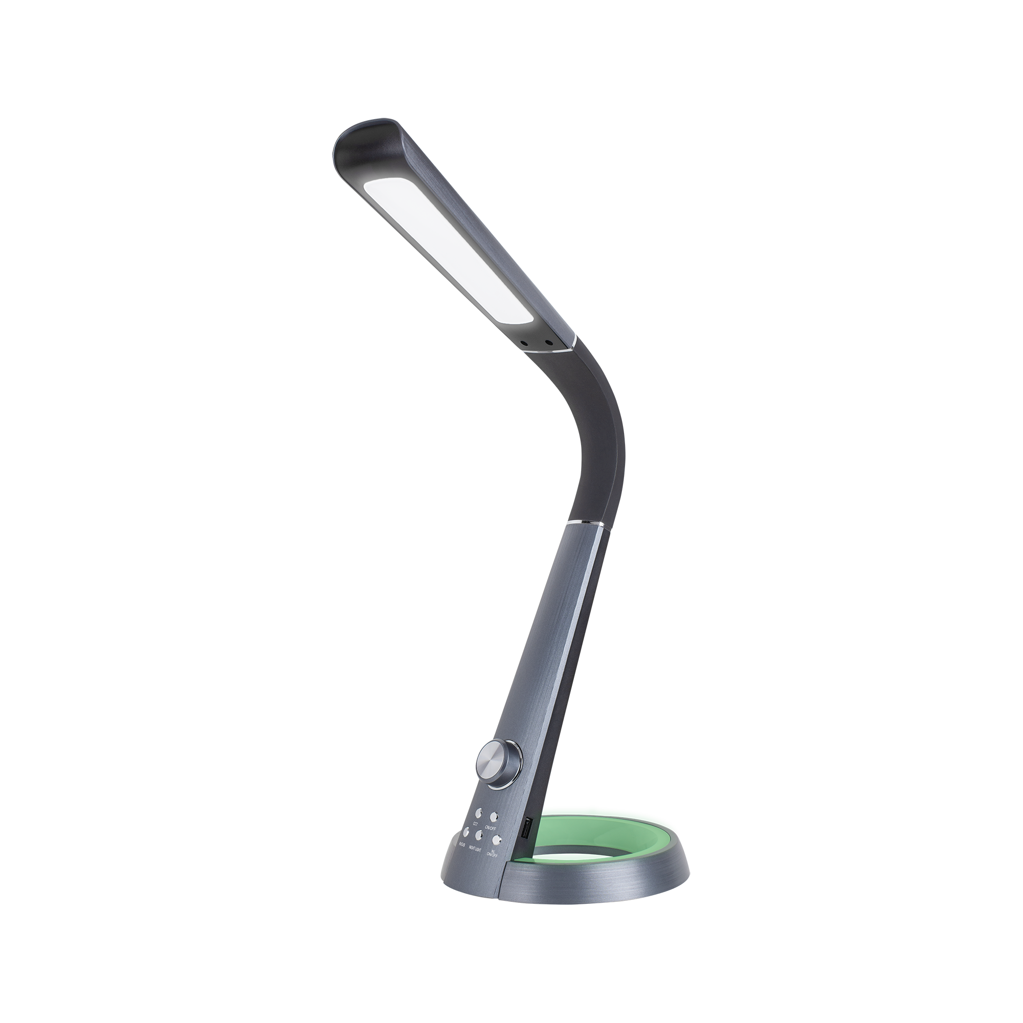 LEC-KOM1013-2--Lampka LED na biurkoLampa biurkowa LED marki Rebel to funkcjonalne urządzenie, które powinno znaleźć się w Twoim domu. Jedną z jego wielu zalet, jest możliwość regulacji stopnia jasności, dzięki czemu używanie go w nocy będzie komfortowe, a światło n