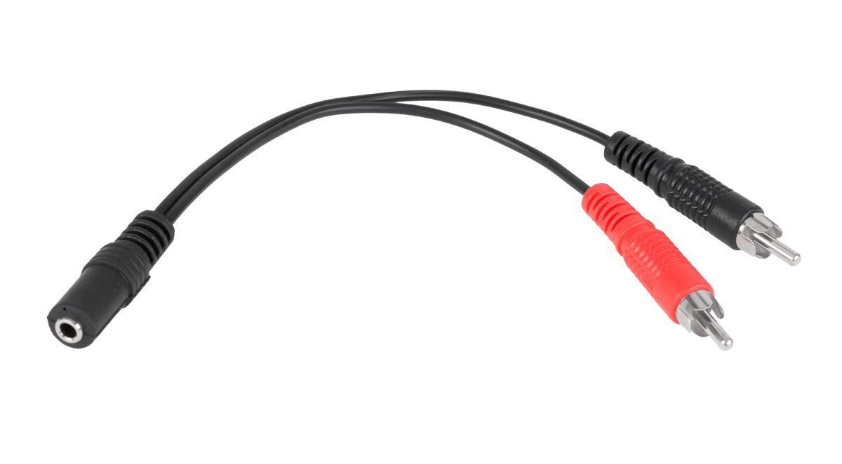 LEC-KPO2906--Kabel połączeniowy Jack3.5 gniazdo - 2xRCADługość: 20cmKolor: czarnyKabel przeznaczony do przesyłania sygnałów audio-videoPrzewód należy podłączać do urządzeń odłączonych od prąduW przypadku problemów zaleca się sprawdzić czy kabel został poprawnie o