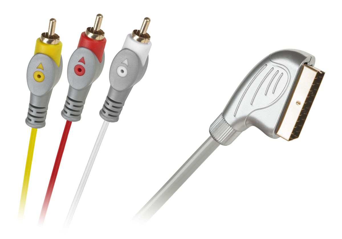 LEC-KPO3418-1.5--Kabel Euro-3RCA 1.5m srebrny łezka blister
