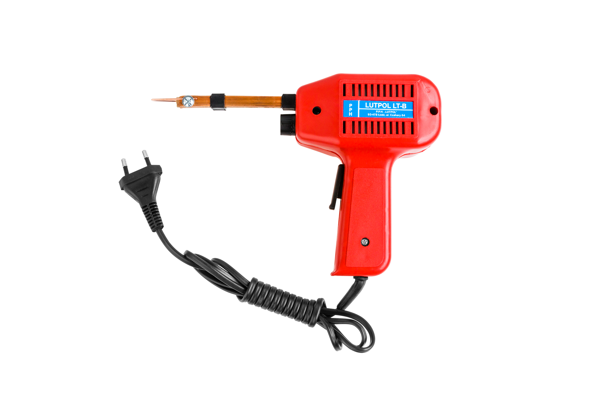 LEC-LUT0020--Napięcie znamionowe: 230 V, 50 HzPobór mocy: 75 WTemperatura grotu: 450°CRodzaj pracy: dorywczaCzas pracy: 30 sek.Czas przerwy: 90 sek. Oświetlenie grotu: żarówka 12 V, 2 WŚrednica grotu: 1,5 mm----------Lutownica transformatorowa LT-A-75W powszechne