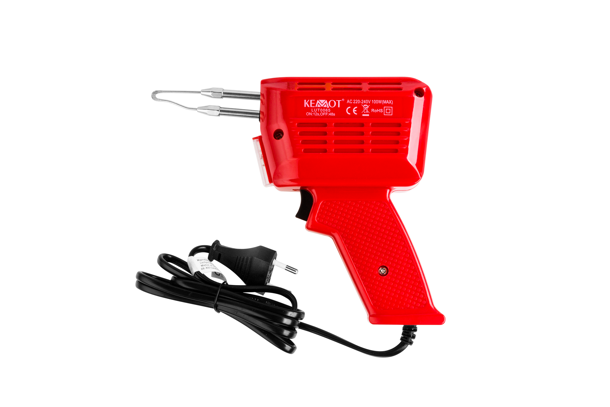 LEC-LUT0065--Napięcie znamionowe: 220-240 V, 50 HzPobór mocy: 100 WTemperatura grotu: 200°C- 450°CWymienne grotySzybkie nagrzewanie grotuPoręczny futerał----------Lutownica transformatorowa 100 W przeznaczona jest do użytkowania wewnątrz pomieszczeń i służy do lu