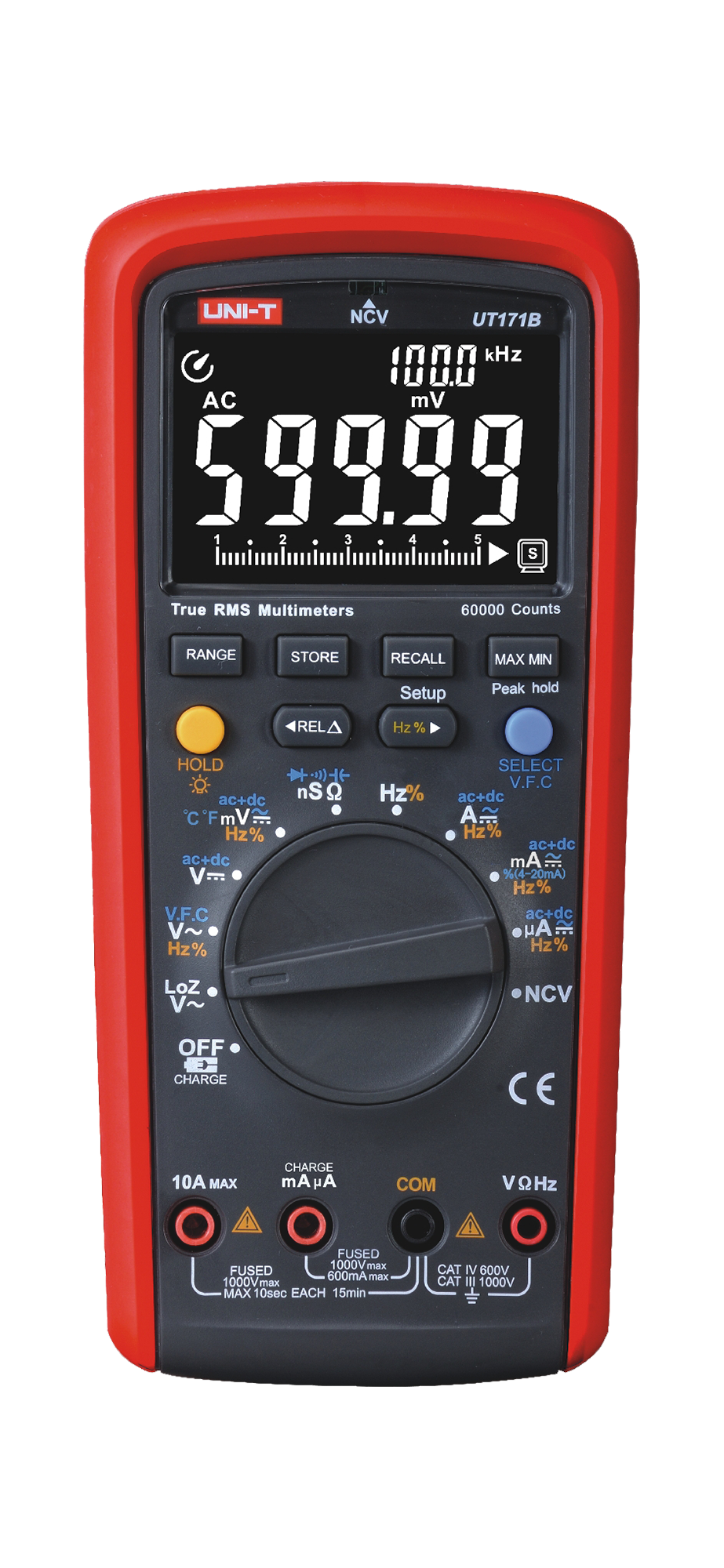 LEC-MIE0191--ZAKRESY POMIAROWENapięcie stałe DC: 600 mV / 6 V / 60 V / 600 V /1000 V  ?(0,025%+5)Napięcie zmienne AC: 600 mV / 6 V / 60 V / 600 V /1000 V  ?(0,4%+40)Natężenie prądu stałego DC: 600 ?A / 6000 ?A / 60 mA / 600 mA / 6 A / 10 A  ?(0,15%+10)Natężenie p