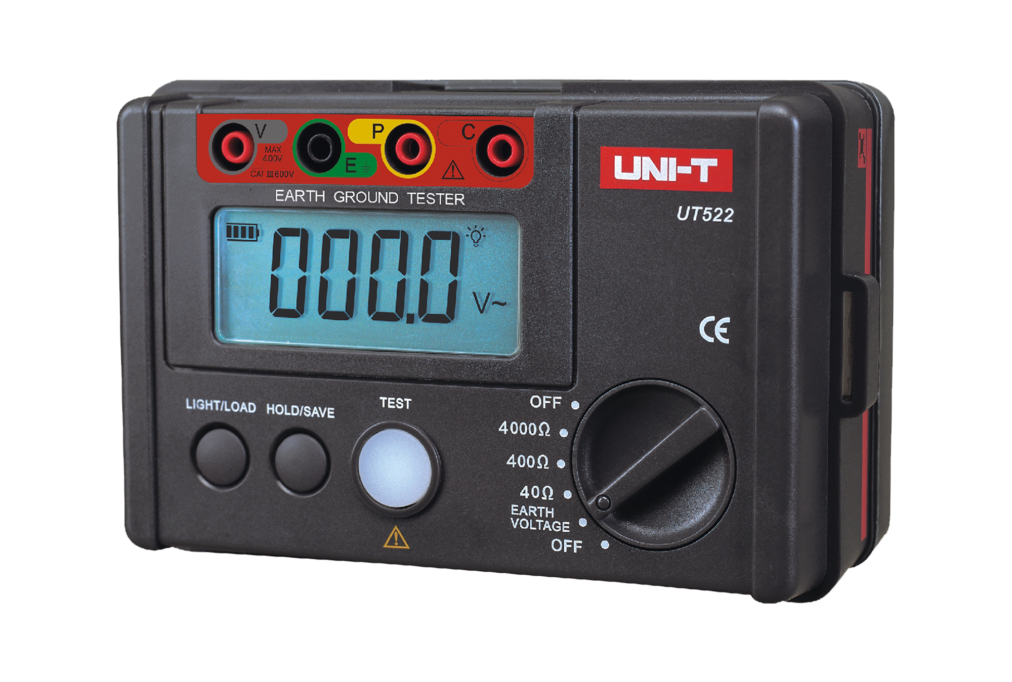 LEC-MIE0261--ZAKRESY POMIAROWERezystancja uziemienia: 40 Ohm / 400 Ohm / 4000 Ohm ?(2%+30) Napięcie prądu błądzącego: 0 ~ 400 V ?(1%+6); 50/60 Hz DODATKOWE FUNKCJERęczna zmiana zakresów pomiarowych Zamrożenie ostatniego wskazaniaPamięć odczytów: 20 Podświetlenie 