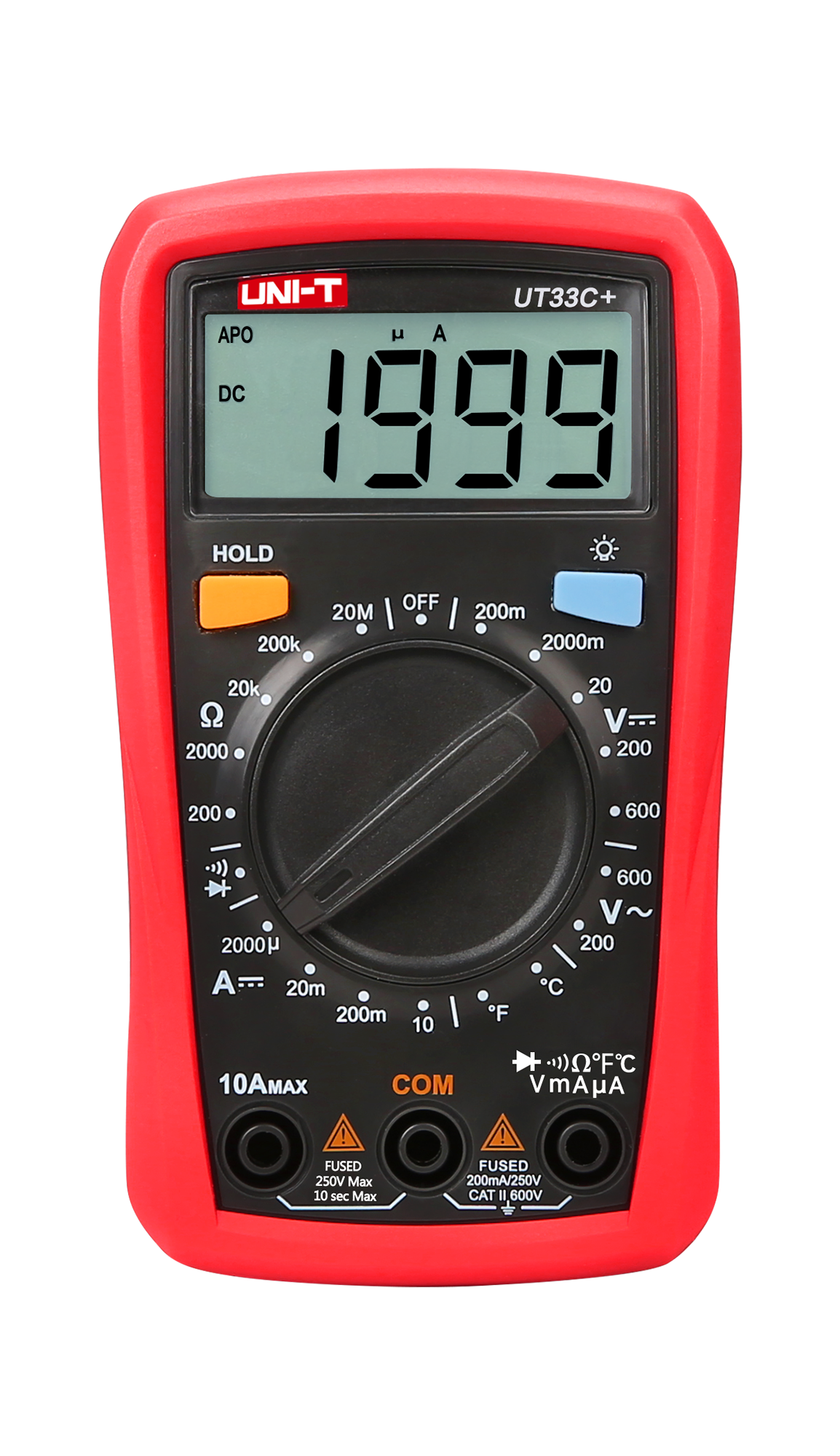 LEC-MIE0327--ZAKRESY POMIAROWENapięcie DC: 200 mV / 2000 mV / 20 V / 200 V / 600 V  ?(0,5%+2)Napięcie AC: 200 V / 600 V  ?(1,2%+3)Natężenie prądu stałego DC: 2000 ?A / 20 mA / 200 mA / 10 A  ?(1%+2)Rezystancja: 200 Ohm / 2000 Ohm / 20 kOhm / 200 kOhm / 20 MOhm  ?