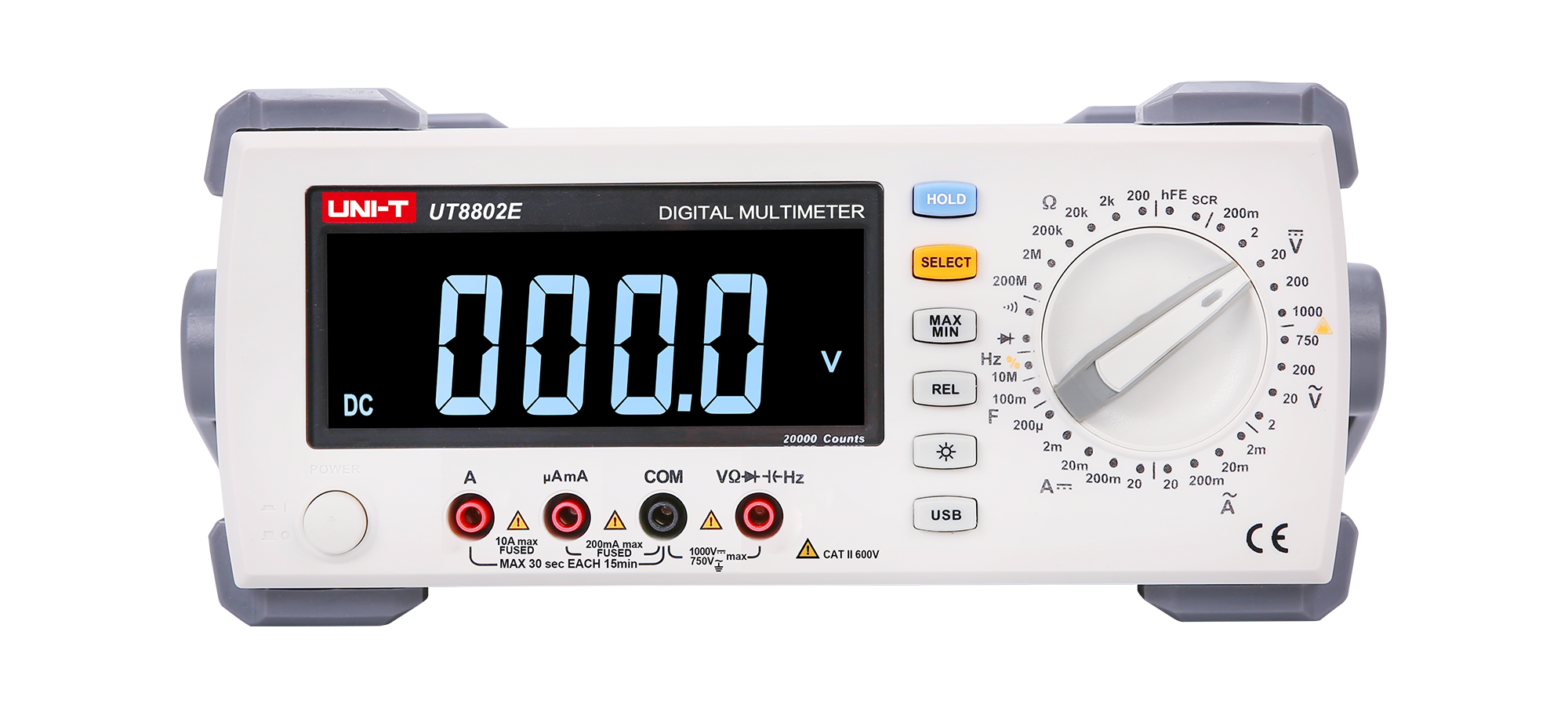 LEC-MIE0370--ZAKRESY POMIAROWENapięcie prądu stałego DC: 200 mV/2 V/20 V/200 V/1000 V ?(0,1%+3)Napięcie prądu zmiennego AC: 2 V/20 V/200 V/750 V ?(0,5%+20)Natężenie prądu stałego DC:200 ?A/2 mA/20 mA/200 mA/20 A ?(0,5%+20)Natężenie prądu zmiennego AC: 2 mA/20 mA/