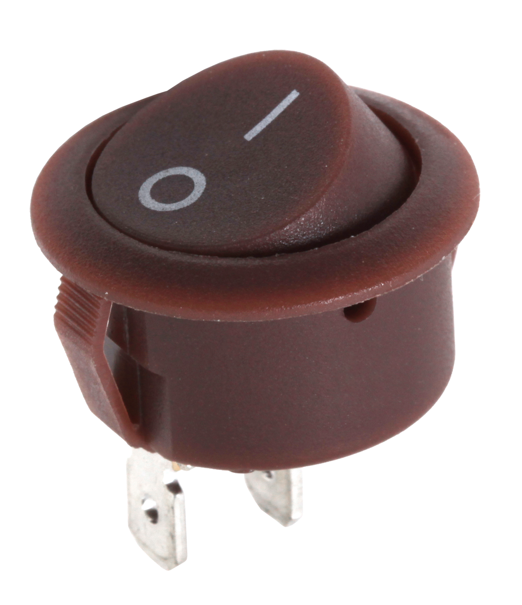 LEC-PRK0090--Złącze przełącznik kołyskowy okrągły R5 0-1 brązowy 6A/250V